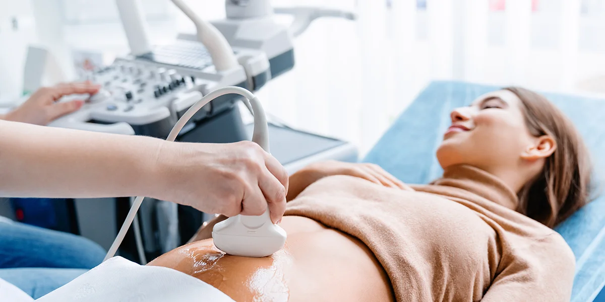 Young caucasian woman getting an ultrasound